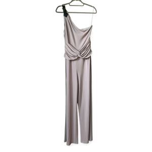 NWT Lauren Ralph Lauren Women's Buckle-Trim Jersey One-Shoulder Jumpsuit 10